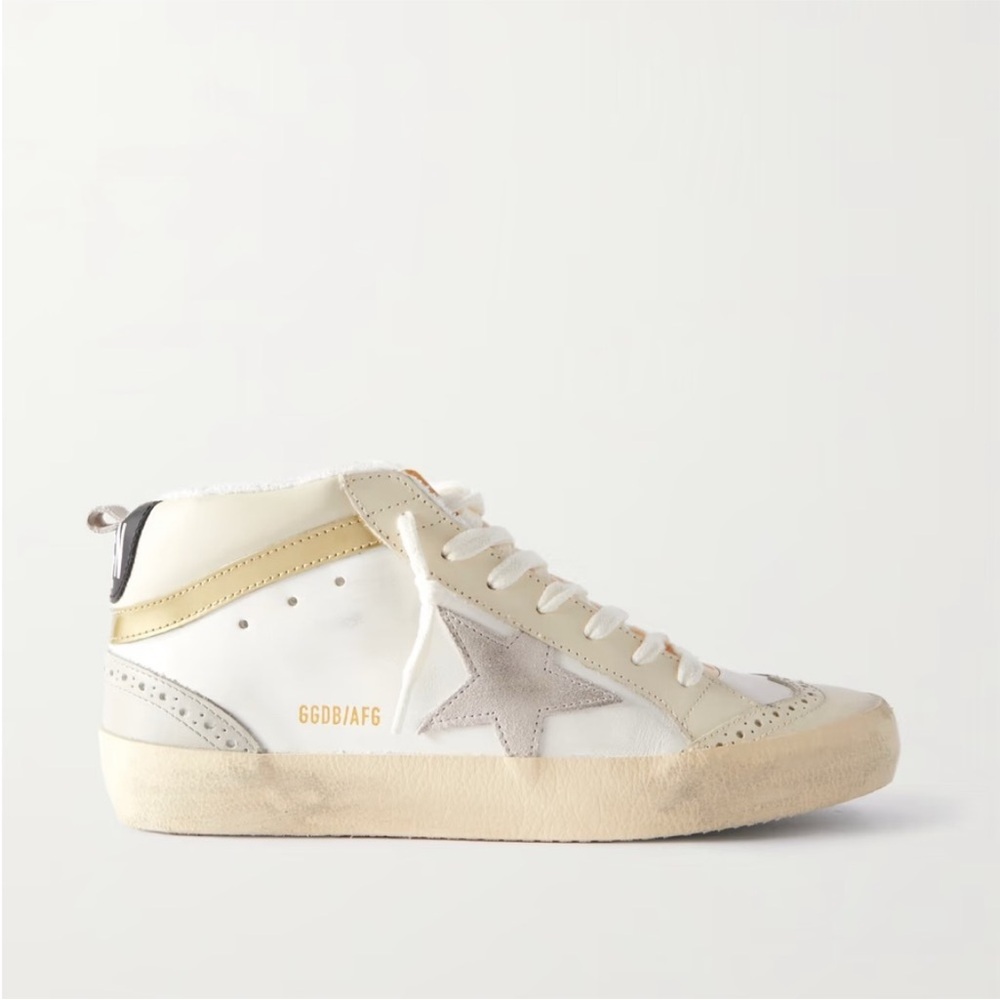Golden Goose Mid Star Sneaker White/Ivory/Gold sz 36 New in Box
